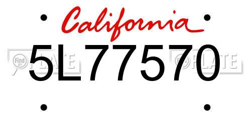 5L77570 California License Plate