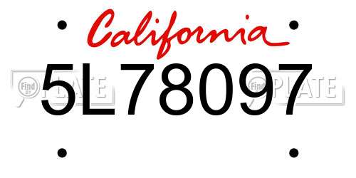 5L78097 California License Plate