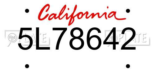 5L78642 California License Plate