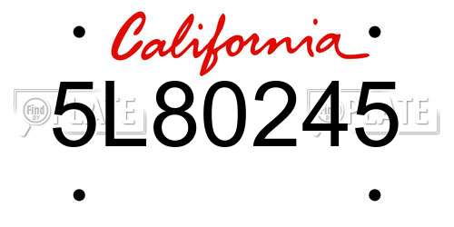 5L80245 California License Plate