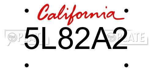 5L82A2 California License Plate