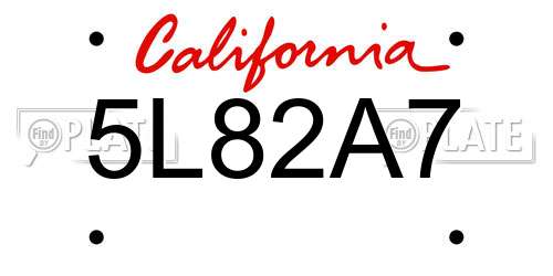 5L82A7 California License Plate