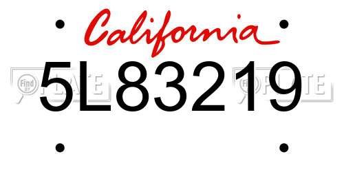 5L83219 California License Plate