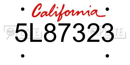 5L87323 California License Plate