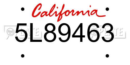 5L89463 California License Plate