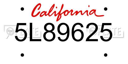 5L89625 California License Plate