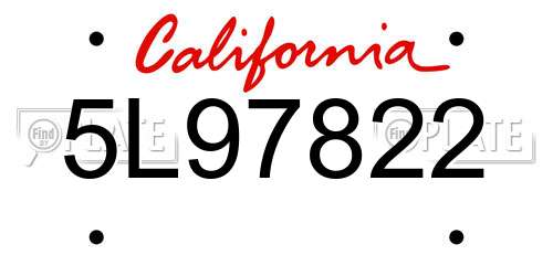 5L97822 California License Plate