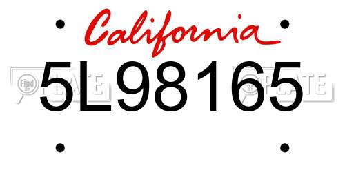 5L98165 California License Plate