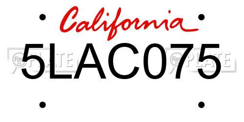 5LAC075 California License Plate