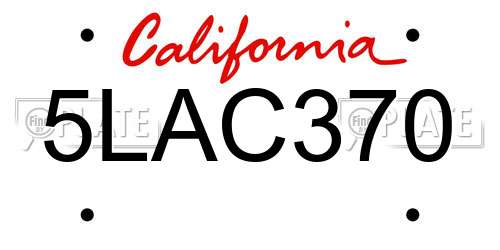 5LAC370 California License Plate