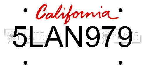 5LAN979 California License Plate