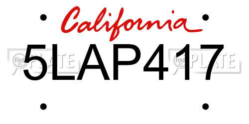 5LAP417 California License Plate