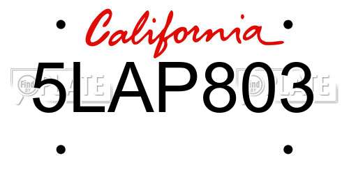 5LAP803 California License Plate