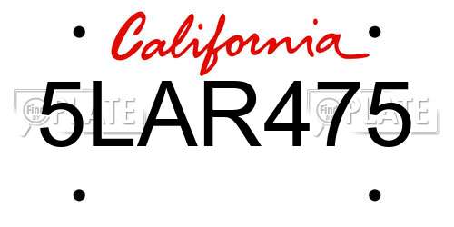 5LAR475 California License Plate