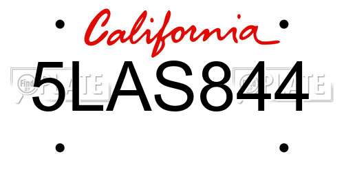 5LAS844 California License Plate