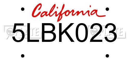 5LBK023 California License Plate