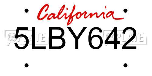 5LBY642 California License Plate