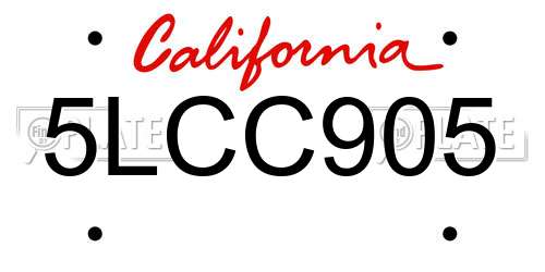 5LCC905 California License Plate