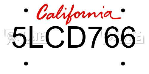 5LCD766 California License Plate