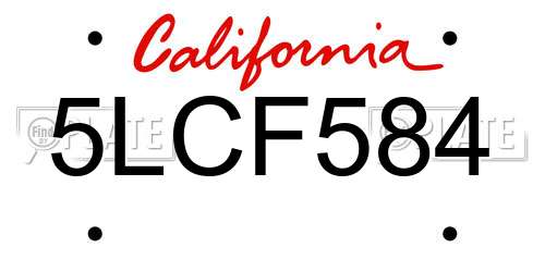 5LCF584 California License Plate