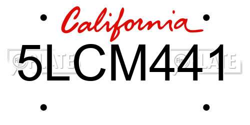 5LCM441 California License Plate