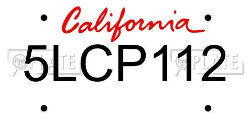 5LCP112 California License Plate