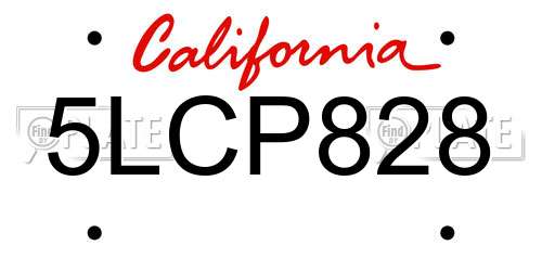 5LCP828 California License Plate