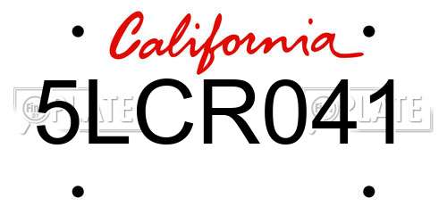 5LCR041 California License Plate