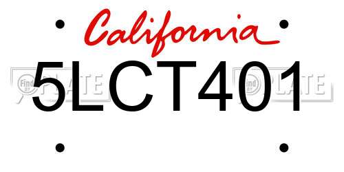 5LCT401 California License Plate