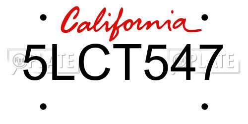 5LCT547 California License Plate