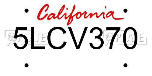 5LCV370 California License Plate