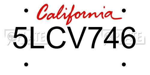 5LCV746 California License Plate