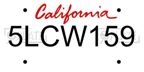 5LCW159 California License Plate