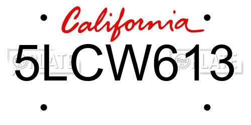 5LCW613 California License Plate