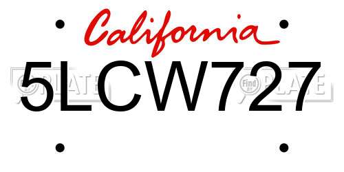 5LCW727 California License Plate