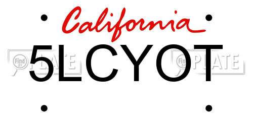 5LCYOT California License Plate