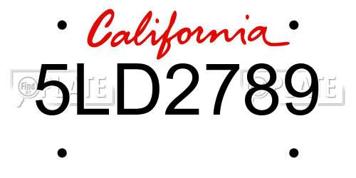 5LD2789 California License Plate