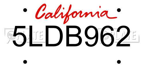 5LDB962 California License Plate