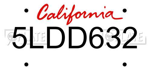 5LDD632 California License Plate