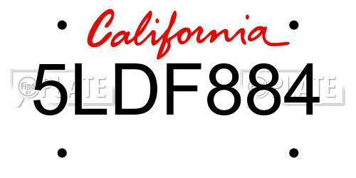 5LDF884 California License Plate