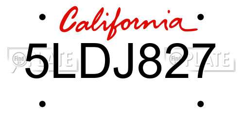 5LDJ827 California License Plate