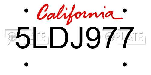 5LDJ977 California License Plate
