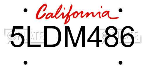 5LDM486 California License Plate