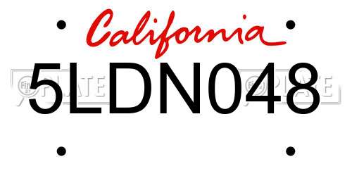 5LDN048 California License Plate