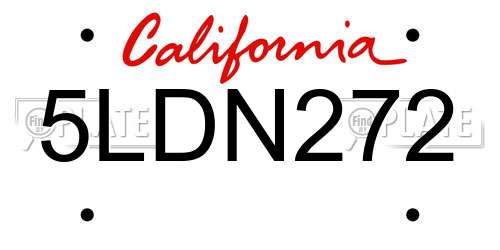 5LDN272 California License Plate