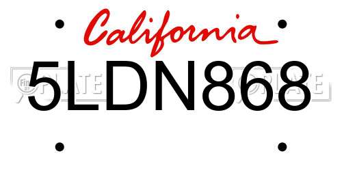 5LDN868 California License Plate