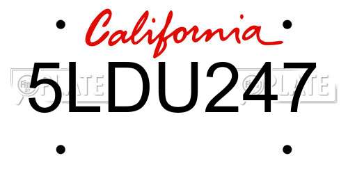 5LDU247 California License Plate