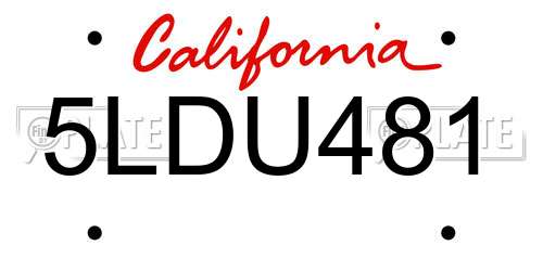 5LDU481 California License Plate