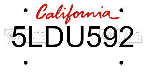 5LDU592 California License Plate