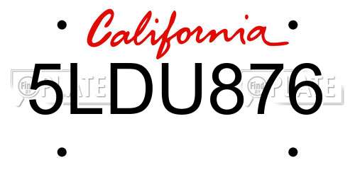 5LDU876 California License Plate
